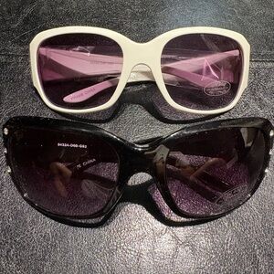2 Stylish Black and White Sunglasses Set